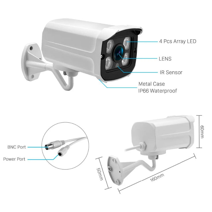 AHD CCTV Camera 5MP 1080P 720P Optioanl High Resolution 4 Array LED Nightvision Waterproof Bullet Outdoor AHD Camera