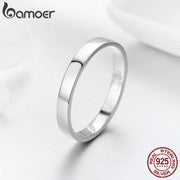 BAMOER High Quality 925 Sterling Silver Wedding Ring Classic Round Finger Ring Women Wedding Engagement Jewelry Gift SCR343