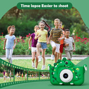 Kids Digital Camera with 32G Card Toy Girl Boy 1080p Hd Screen Outdoor Cartoon Dinosaur Camera Photography Video Birthday Gifts