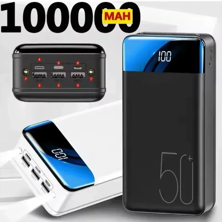 2024 New Wireless Power Bank 200000mAh Intelligent Control Direct Sales Portable Power Bank with Cable and Mobile Power Supply