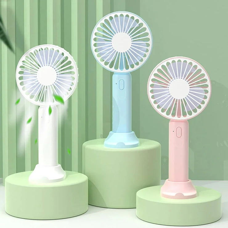 1pc New Portable Fan Office Desktop Multifunctional Folding Headed Small Electric Fan USB Mini Portable High Wind Pocket Fan