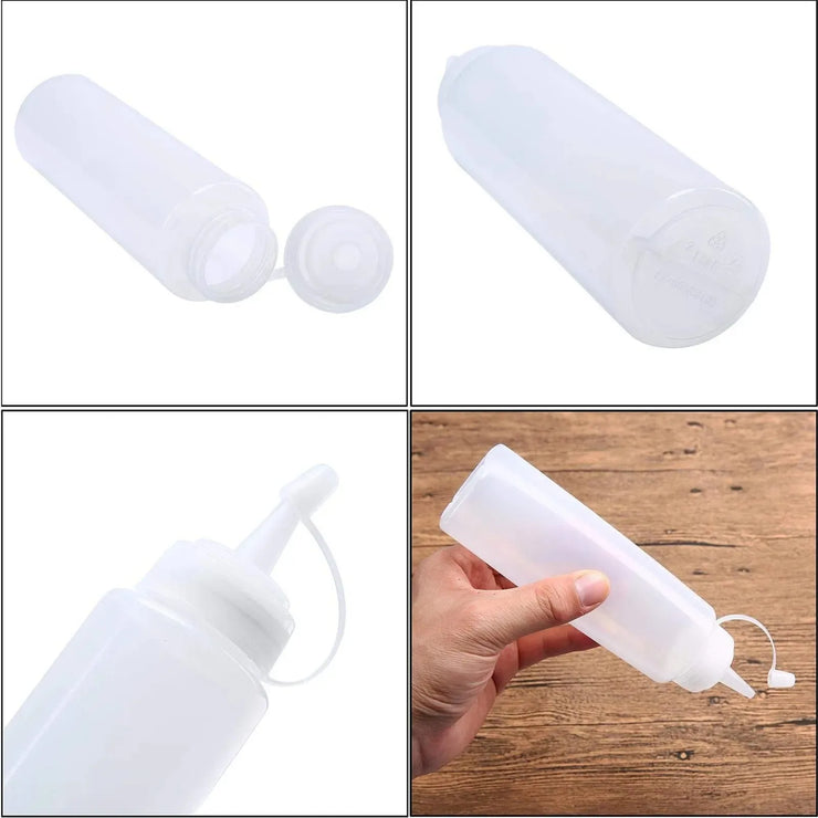 1PC White Plastic Squeeze Bottle With Cap Dispenser Bottle Bread Dessert Baking Accessory Cake Decorating Kitchen Gadget Tool