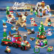 2024 Advent Calendar Christmas Building Blocks Set Christmas Toys includes Santa Claus Train House Blocks, Gift for Kid Boy Girl