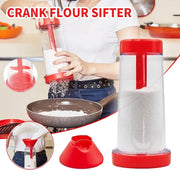 Rotating Flour Sieve with Lid Hand-held Flour Strainer Semi-Automatic Sifter Mixer Sieve Cup Kitchen Gadget Baking Pastry Tools