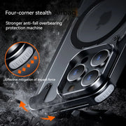 New Leather Magnetic Bracket Phone Cases For iPhone 13 14 15 Pro Max Metal Frameless airbag Fall Shockproof Protection case