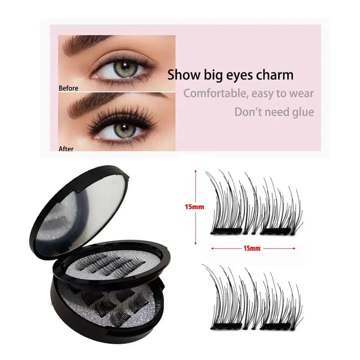 12pcs Magnetic False Eyelashes Magnetic Half Eyelashes Double Box With Mirror Applicater Reusable Beauty Eye Makeup Set