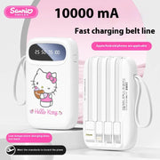 New Sanrio Power Bank 10000mah Fast Charging Large Capacity Built-In Cable Ultra-Thin Portable Illuminable Exquisite Power Bank