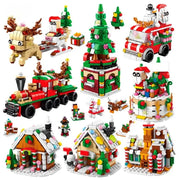 2024 Advent Calendar Christmas Building Blocks Set Christmas Toys includes Santa Claus Train House Blocks, Gift for Kid Boy Girl