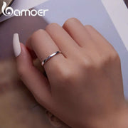 BAMOER High Quality 925 Sterling Silver Wedding Ring Classic Round Finger Ring Women Wedding Engagement Jewelry Gift SCR343