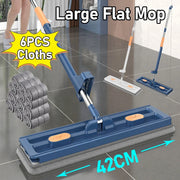 2/4/6Pcs Large Flat Mop Self-contained Slide Microfiber Floor Mop Wet and Dry Mop For Cleaning Floors Home Cleaning Tools