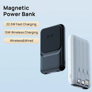 KPON Magnetic Wireless Power Bank 10000mAh Portable Powerbank 22.5W Fast Charging Built-in Cable Mobile Power for iPhone,Samsung