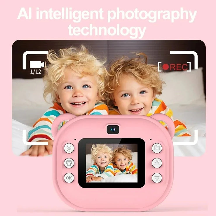 Children Digital Camera Instant Print for Kids Thermal Print Camera Instant Photo Printing Camera Video Toys+32G Memory Card