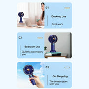 Portable Air Conditioner 5000mAh Recharge Handheld Mini Fan USB Hand Hold Small Pocket Fan with Data Disply Table Stand Home