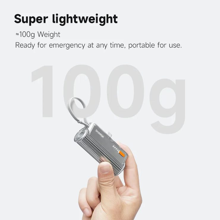 SHARGE Flow mini Power Bank Built-in replaceable USB-C Lightning connector 5000mAh Portable Charger for iPhone 15 Pro Samsung