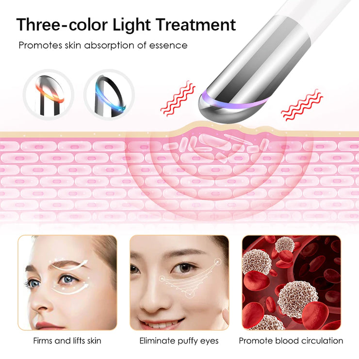 IPL Vibration Eye Massager Anti Dark Circle Blue Light Anti Wrinkle Eye Massage Pen Hot Compress Eye Beauty Care Device