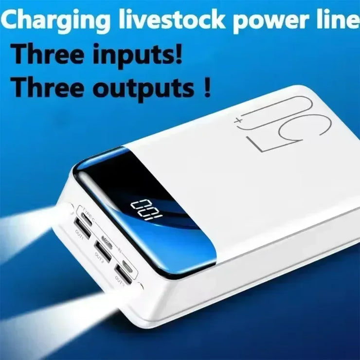 2024 New Wireless Power Bank 200000mAh Intelligent Control Direct Sales Portable Power Bank with Cable and Mobile Power Supply