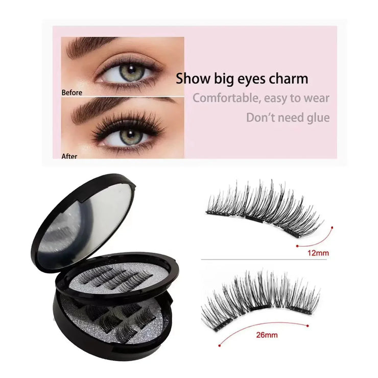 12pcs Magnetic False Eyelashes Magnetic Half Eyelashes Double Box With Mirror Applicater Reusable Beauty Eye Makeup Set