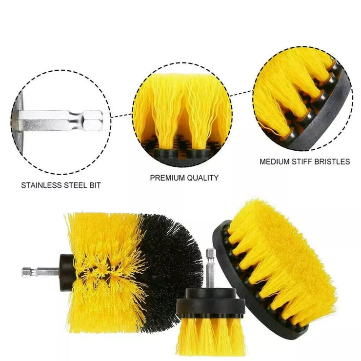 3Pcs Electric Drill Brush Attachment Kit scrubber Cleaning Brush For Carpet Glass Car Kitchen Bathroom Toilet Cleaning Tools