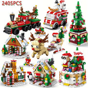 2024 Advent Calendar Christmas Building Blocks Set Christmas Toys includes Santa Claus Train House Blocks, Gift for Kid Boy Girl