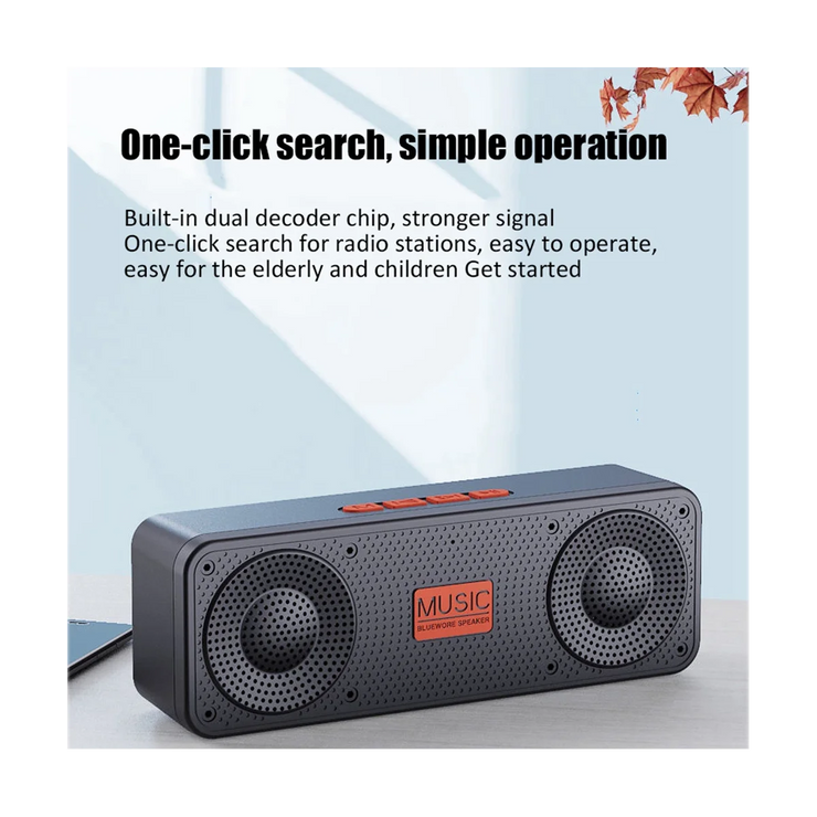 Portable FM Radio Wireless Bluetooth 5.0 TWS Speaker Mini MP3 Music Player Support TF Card U Disk USB Charging Radio-B