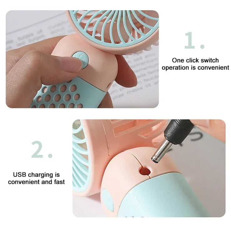 Cute Compact Pocket Fan Portable Mini Handheld Fan Usb Rechargeable Electrical Fan Student Outdoor Pocket Mini Cooler Fan Silent