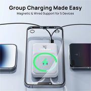 KPON Magnetic Wireless Power Bank 10000mAh Portable Powerbank 22.5W Fast Charging Built-in Cable Mobile Power for iPhone,Samsung