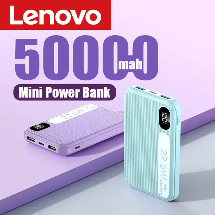 Lenovo Mini Power Bank 50000mah Super Fast Charging PD22.5W Digital Display Power Bank Ultra large Capacity Powerbanks