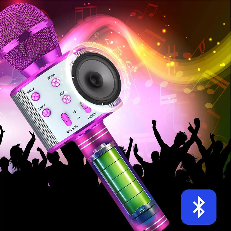 Wireless Bluetooth Karaoke Microphone ,5-in-1 Handheld Mic Speaker  Music Player Recorder for Karaoke Party Wedding Meeting