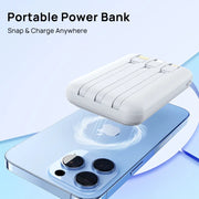 KPON Magnetic Wireless Power Bank 10000mAh Portable Powerbank 22.5W Fast Charging Built-in Cable Mobile Power for iPhone,Samsung