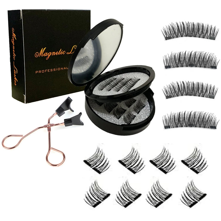 12pcs Magnetic False Eyelashes Magnetic Half Eyelashes Double Box With Mirror Applicater Reusable Beauty Eye Makeup Set