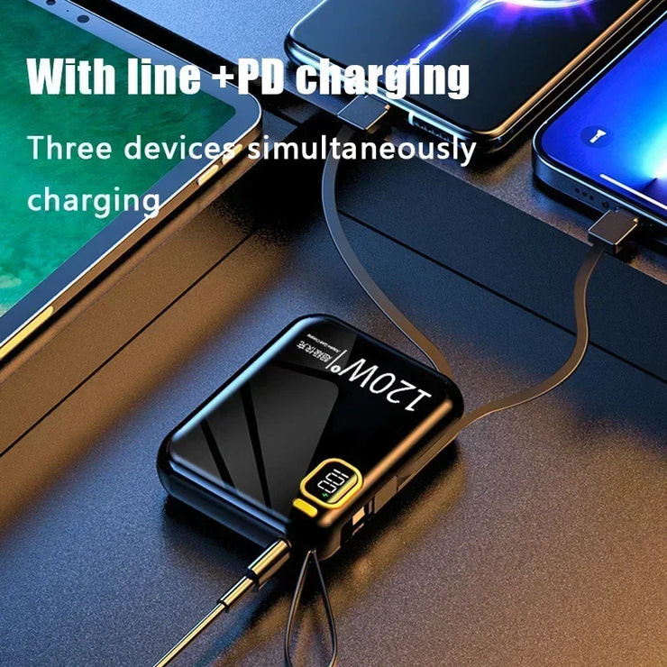 Lenovo 120W Fast Charging 50000mAh Large Capacity Portable Power Bank Cable Two-way Mini Powerbank for iPhone Samsung Huawei