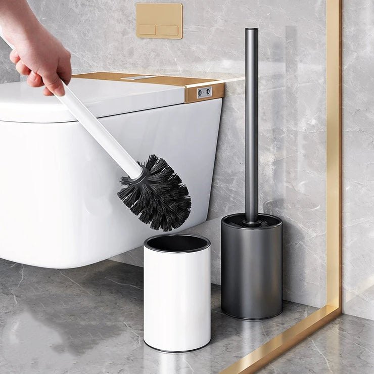 Space Aluminum Toilet Brush Holder Wall Mounted Durable Vertical Toilet Brush Black Gray Bathroom Toilet Cleaning Tools Accessor