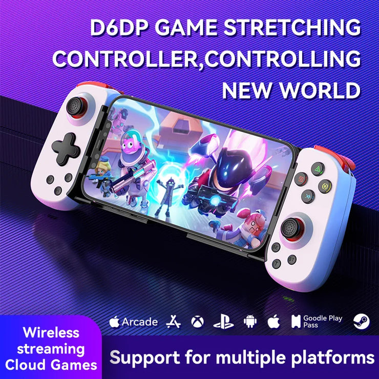 Bluetooth-compatible Connection D6DP Wireless Gamepad Rechargeable Extendable Gaming Controller Joystick For IPhone Android