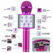 Wireless Bluetooth Karaoke Microphone ,5-in-1 Handheld Mic Speaker  Music Player Recorder for Karaoke Party Wedding Meeting