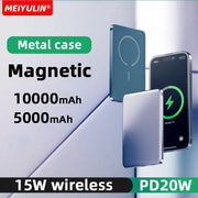 10000mAh Wireless Power Bank Ultra-Thin PD20W Magnetic Powerbank 5000mAh Fast Charging External Spare Battery For iPhone Samsung