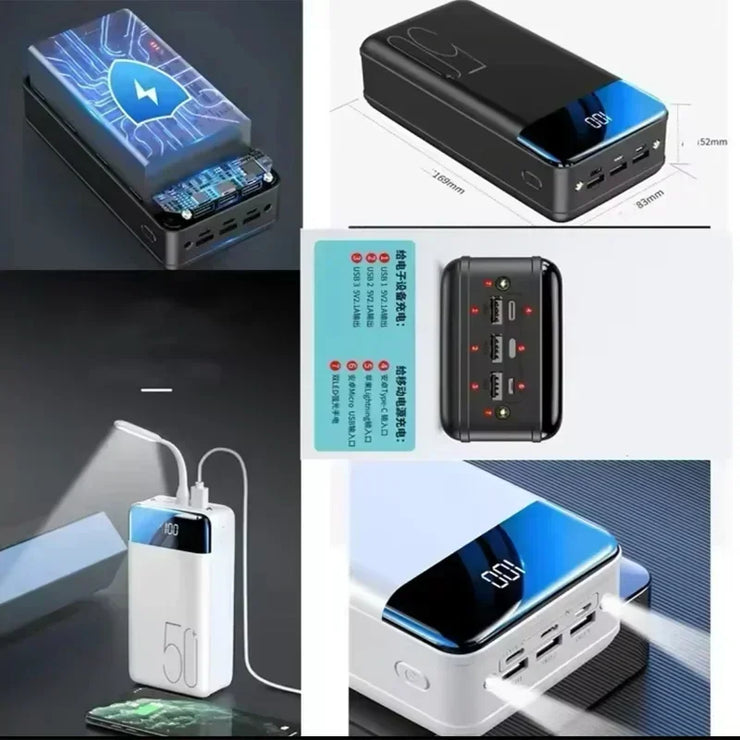 2024 New Wireless Power Bank 200000mAh Intelligent Control Direct Sales Portable Power Bank with Cable and Mobile Power Supply