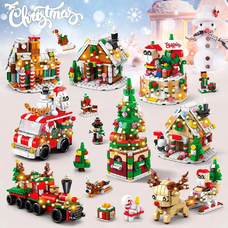 2024 Advent Calendar Christmas Building Blocks Set Christmas Toys includes Santa Claus Train House Blocks, Gift for Kid Boy Girl